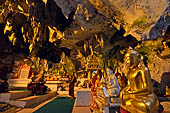 Inle Lake Myanmar. Pindaya, the famous Shwe Oo Min pagoda, a natural cave filled with thousands of gilded Buddha statues. 